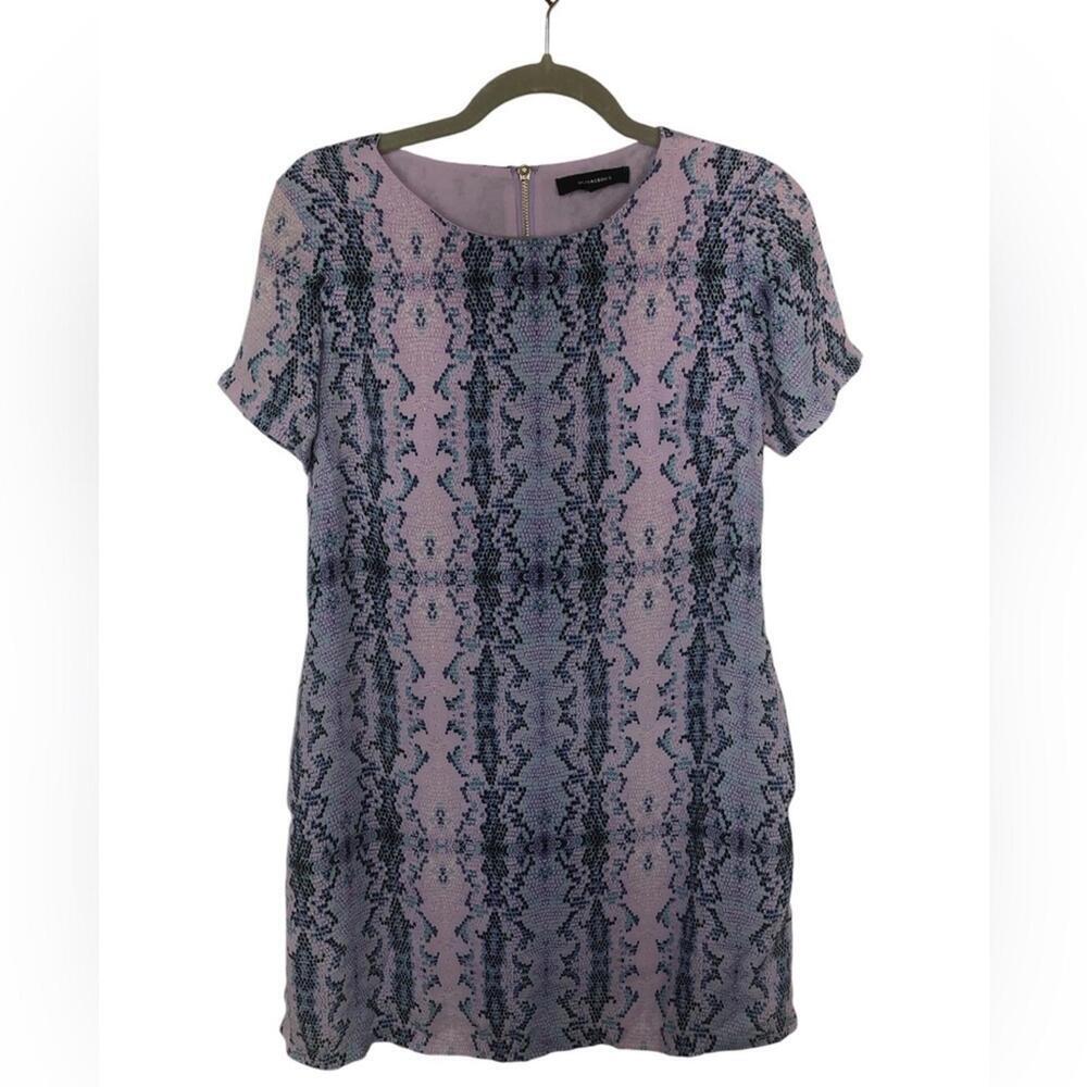 Olivaceous Snakeskin A Line Dress Side Pockets Lined Back Zip Mini Lined